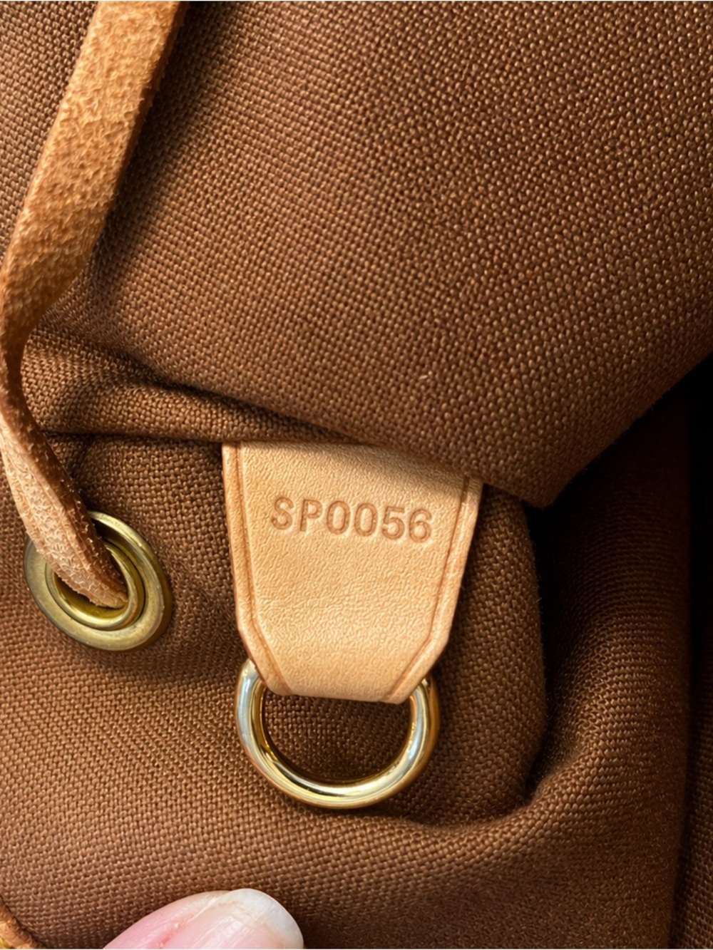Louis Vuitton Monogram Backpack in Brown and Tan Leather Trim - Picture 3 of 12